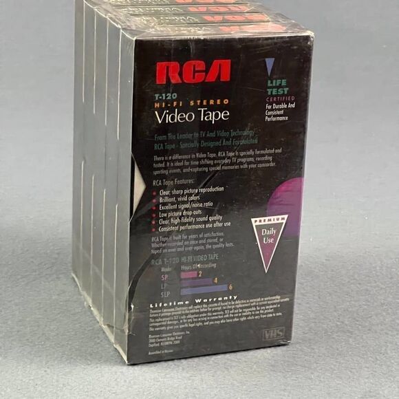 RCA VHS Blank Video Cassette Tape New 5 Pack T-120 Premium 6-Hour NOS +1 Free - Picture 3 of 4